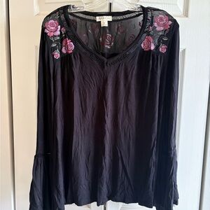 Style & Co.Luxe Fantasy Sundance Black Top